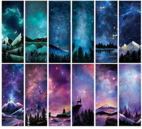 VOCHIC 12 Pcs Personalised Space Starry Night Bookmarks, Bulk Book Marks for Women/Men, Unique Zodiac Constellaion Bookmark for Book Lovers, Cool Book Mark for Adults,VBS Theme Gift