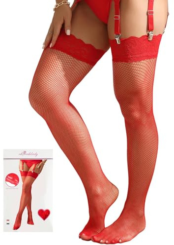 ohyeahlady Bas Pour Porte-Jarretelles Femme Sexy Grande Taille XS-M,Rouge