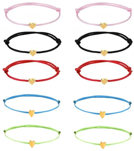ZILZUFA 10 Braccialetti dell'amicizia, Braccialetti a Cuore, Braccialetti Regolabili per Donne e Ragazze, Amici, ECC.