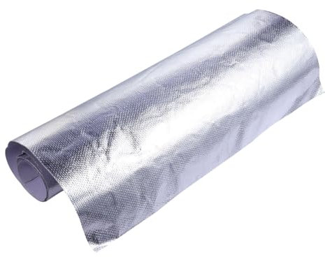 OKUMEYR Self-adhesive Aluminum Foil Tape Fiberglass Heat Resistant Backing, Silver 30cm x 60cm Foil Insulation Tape for Heat Cover and Thermal Protection