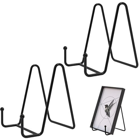 Book Stands for Display 4 Inch Plate Stands for Display Plate Holder Easel Display Stand Metal Frame Holders for Photo, Pictures, Decorative Plate Dish and Tabletop Art Home Decor 2 Pack (Black)