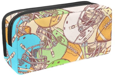 VAPOKF Trousse à crayons, trousse de papeterie pour adolescents, garçons et filles, fournitures scolaires de bureau, casque de croquis et football américain, multicolore, 2.3x8.2x3.9in/6x21x10cm,