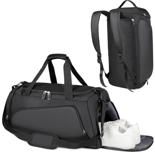 Cozary Sac de Sport Polyvalent 54x26x26 cm avec Compartiment à Chaussures Aéré, Sacs de Sport Homme/Femme Résistant à l'eau, pour Gym, Voyage, Camping & Boxe