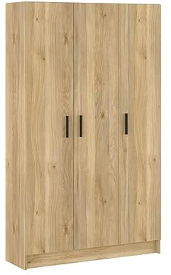 amuéblate online - Armario Auxiliar Multiusos de Tres Puertas, 4 Baldas y Hueco para Escoba Alaska, Color Roble Miel, 108 cm (Ancho) x 180 cm (Alto) x 35 cm (Fondo)