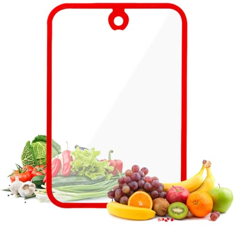 Byfoyif Tagliere Vetro Temperato 38x26 cm Tagliere Trasparente Cucina con Bordo Tagliere in Vetro per Cucina Antiodore per Cucinare Verdure Frutta e Carne