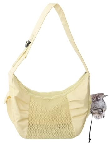 Sac De Transport pour Chat,Grand Sac Bandoulière avec Fermeture Éclair sur Le Dessus | De Transport pour Chat avec Maille Aérée - pour Voyage Chaton Vélo Avion Jusqu à 6 4 Kg