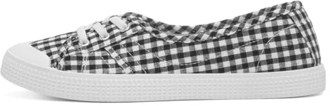 Lilley Womens Black & White Slip On Canvas Shoe