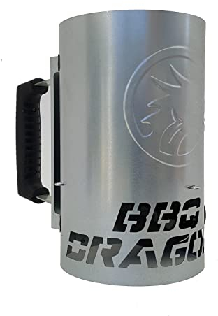 BBQ Dragon Chimney of Insanity Charcoal Starter — Field & Stream Best Overall Charcoal Chimney — Fast Lighting with Patented Airflow Elbow — Ready-to-Cook Coals in 3 Minutes Using BBQ Dragon Fan