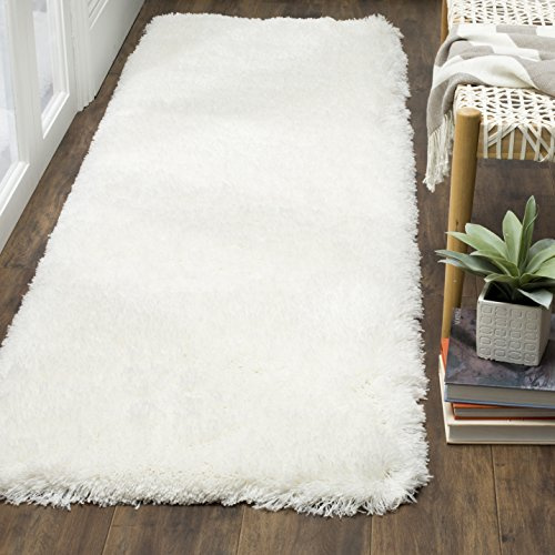 Safavieh Tapis Shag pour Salon, Salle à Manger, Chambre à Coucher - Polar Shag Collection, Tapis à Poil Court, Blanc, 69 X 244 cm
