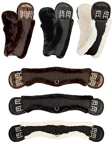 Equinate Mondgurt anatomisch mit synthetischem Lammfell Kurzgurt Sattelgurt Dressurgurt 60cm Schwarz