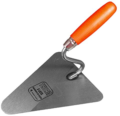 Toolty Truelle de brique triangulaire en acier carbone « Tytan » - 180 mm - Poignée en bois - Pour racler : moteur, ciment, plâtre, maçonnerie, bricolage - TLTY-0822