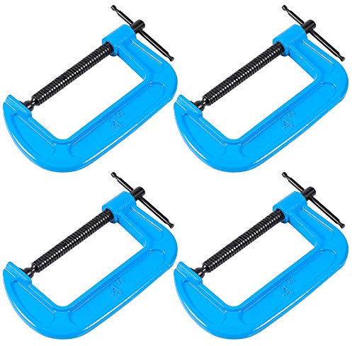 HAKZEON 4 Pack 4 Inch C Clamps Set, Stainless Steel C Clamp, Heavy Duty Industrial Strength C Clamps for Welding Woodworking Construction DIY Projects