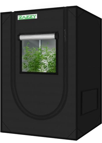 zazzy Odlingstält, 24 tum x 24 tum x 36 tum hydroponiskt Mylar odlingstält reflekterande trädgård växande mörkt rum med observationsfönster, avtagbar golvbricka och verktygsväska för inomhusväxt som