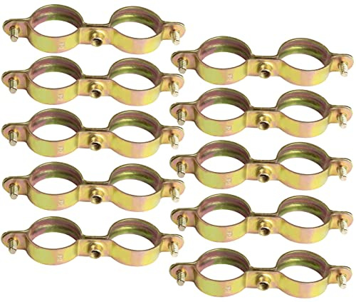 AERZETIX - C60420 - Set med 10 klämmor dubbla fästfästen Ø28mm - 3/4'' - väggmontering av kopparrör - skruvfäste VVS sanitär uppvärmning - i stål