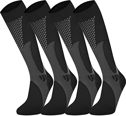 Odtmger Kompression Strumpor Kvinnor och Män (2 par) Kompression Strumpor 20-30 mmHg Support Strumpor Knä Support Strumpor för löpning, friidrott, resor, Svart, Small-Medium