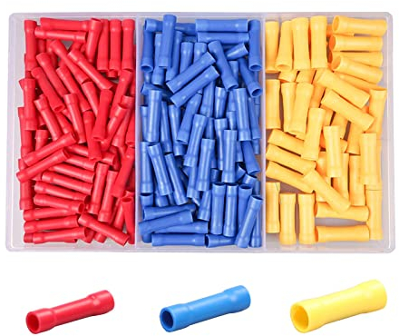 SyiXute 200 Piezas Terminales Cables Electricos,Conectores a Tope de Crimpado,Conectores de Cable Recto Aislados para Cable -Azul,Rojo,Amarillo