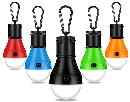 Lampe de Camping, 5 Pièces Lampe de Camping à Piles Lampe de Tente, Lanterne de Camping Portable Enfant LED Lumière de Secours étanche Pour Camping, Randonnée, Urgence, Cadeau