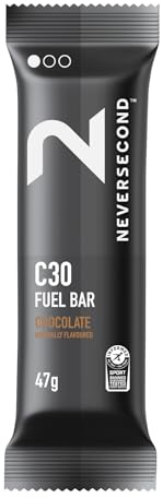 Neversecond C30 Fuel Bar, Fast-Absorbing Carbs, Never2 C30 Fuel Bars for Performance & Endurance Nutrition for Triathlons, Cycling, Running & Marathons (Chocolate Flavor, 12-Count Pack)