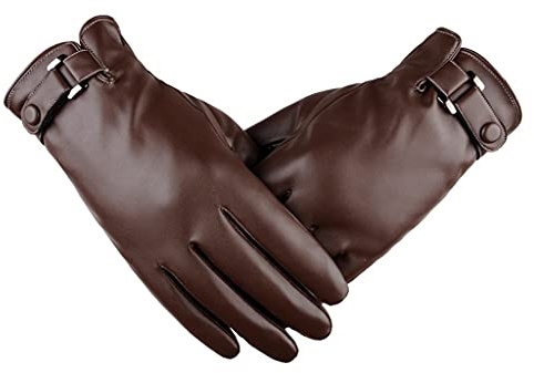 SCUDGOOD Gants de conduite complets en cuir, doublure en polaire, gants chauds pour l'hiver, gants chauds pour la conduite, l'équitation, gants doublés en polaire, gants d'hiver chauds pour hommes,