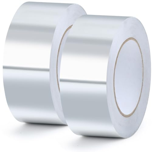MVQPER Lot de 2 rouleaux de ruban adhésif en aluminium - 50 mm x 50 m - Pour sceller, réparer et isoler
