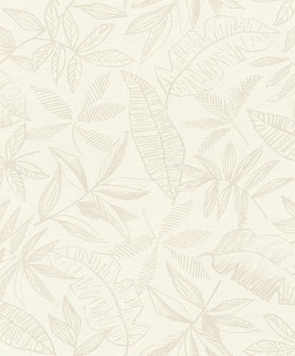 Rasch SCHÖNER WOHNEN-kollektion fleecetapet LEAFAGE 600568 i vitt – 10,05 m x 0,53 m