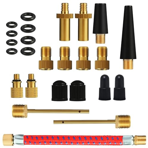 Valve Adaptor Tools, 25PCS Brass Bike Pump Adaptters,Ball Pump Needle, Balloon Inflatable Toys Nozzle Inflator Adapter, Air Pump Accessories for Standard Pump or Air Compressor (25)