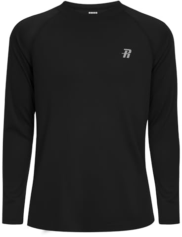 Runhit Rash Vest Kids Girls Long Sleeve, UPF 50+ Boys UV Swim Top, Quick Dry Rashguard T-Shirt for Beach Running Fishing Surfing Outdoor Sport, Black Age 15-16 Years