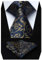 HISDERN Herren Krawatte Blumen Paisley Krawatte & Einstecktuch Set Marineblau Braun
