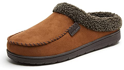 Dearfoams Men's Indoor/Outdoor Breathable Memory Foam Clog Offered in Wide Widths, Chestnut, Large