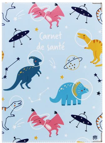 Color Pop Protège carnet de santé enfant – Fabrication Française – pvc imprimé – Pour carnet de santé, ordonnance- 22 x 16 cm (Imprime dinocosmo)