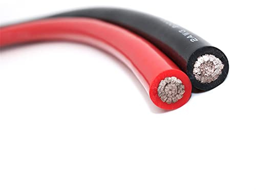 STYIRE 3 meter värmebeständig mjuk batterikabel, 1AWG 2AWG 4AWG 6AWG7 8 10 12 14AWG, konserverad kopparsilikonkabel, röda och svarta silikonlinjer (färg: röd, storlek: 6 AWG)