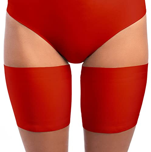 looksy Bandas elásticas para el muslo, unisex, antirozaduras, elásticas, evitan el roce del muslo, forro de satén, protector de silicona antideslizante, rojo, XXL