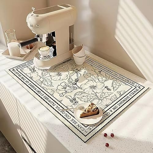 ZVO Tapis Egouttoir Vaisselle, 50×40 cm Tapis de Drainage de Cuisine Super Absorbant, Tapis d'égouttement à Vaisselle de Plat, Tapis à Séchage Rapide Tapis Antidérapant pour Machine à Café Bar -3
