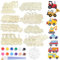 YeahBoom 29 Stück Auto Bastelset Kit zum Bemalen, Holz Deko, Basteln für Kinder, Farbiger Pinsel, Glitzersticker für DIY Malen Dekoration