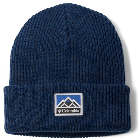 Columbia Unisex-Adult Whirlibird Cuffed Beanie, Collegiate Navy/MTN Blue Marled/Mountains, One Size