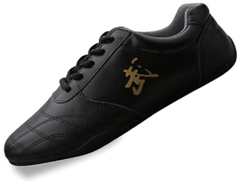 XUHCLY Kung-Fu Schuhe Tai-Chi Schuhe Leichte Atmungsaktiv Leder Karate Kampfsportschuhe Herren Damen Karate Trainingsschuhe,(Size:43 EU/8.5 US,Color:Black)