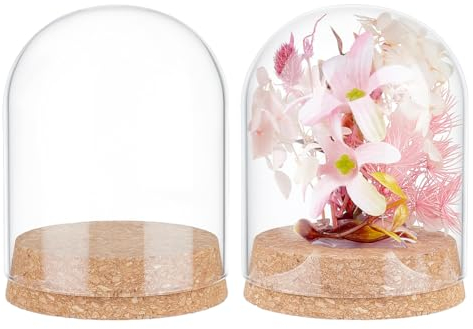 BENECREAT 2 Pcs Display Dome Cloche, 107x80.5mm Glass Bell Jar With Cork Base, Display Case for Flower Specimens Home Decor DIY, Inner Diameter: 76.5mm