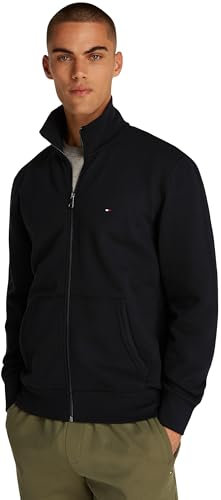 Tommy Hilfiger Herren Sweatshirt mit Reißverschluss Essential Fleece Stehkragen, Schwarz (Black), L