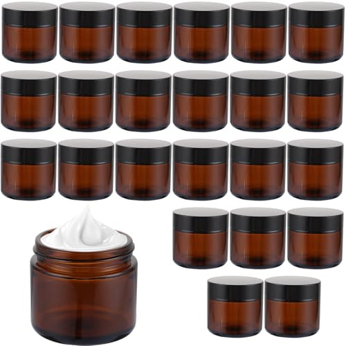 ZOFUN 25 barattoli per crema da riempire, 60 ml, in vetro ambra, contenitori vuoti per unguenti, contenitori per unguenti, contenitori per unguenti, contenitori per cosmetici, barattoli vuoti con
