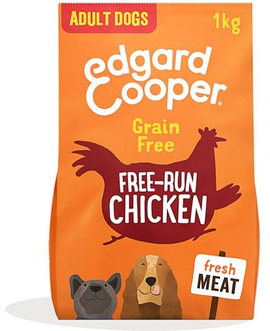 Edgard Cooper Hundefutter, Trockenfutter für Hunde, Huhn, 1kg, Hundefutter trocken getreidefrei ohne Zucker, natürliche Zutaten und frisches Fleisch, voller essentieller Aminosäuren