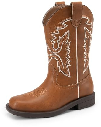 DREAM PAIRS KIDS Camo Cowboy Boots,Brown,5 Big Kid