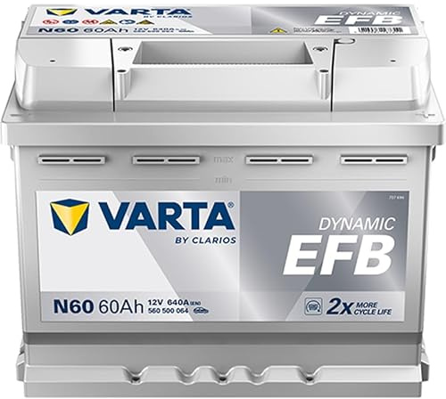 VARTA Automotive DYNAMIC EFB (N60) 12V 60Ah 640A - Nassbatterie für Start-Stopp Systeme - Starterbatterie für Autos mit erhöhtem Energiebedarf - Wartungsfreie Bleisäurebatterie