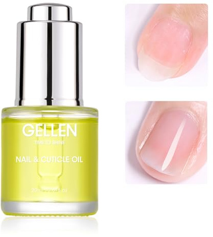 Gellen Cuticle Oil, Natural Keratin Vitamin E Safflower Nail Growth Oil, Glass Dropper Bottle, Organic Cuticle Nails Serum for Hydrating, Nourishing, Strengthening, Repairing 15ml Nail Care Essential