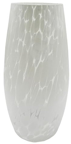 simpa Large Decorative Coloured Molten Glass Centerpiece Flower Vase - White 25cm (H)