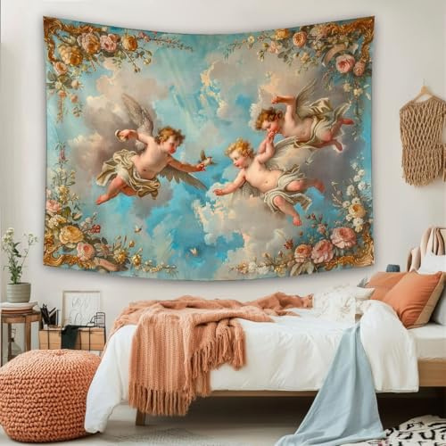 SKOEUI Arazzo da Parete Angelo Vintage Grande Arazzo Uccello Classico, Arte Murale da Appendere per un'Atmosfera Rilassante in Casa 230x180 cm