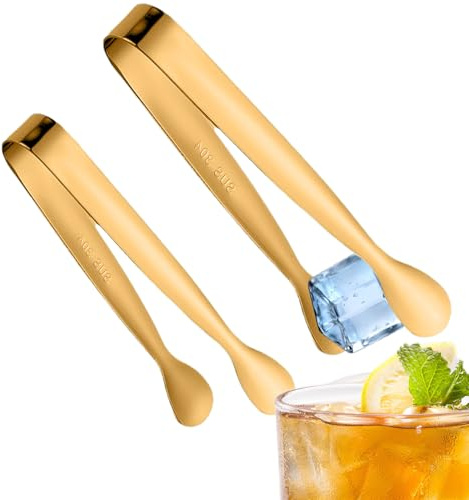 Ahuuen Pinzas Para Hielo,2 Piezas Utensilio De Acero Inoxidable Para Agarrar Azúcar | Pequeña Pinza Para Bar,Para Gelatinas Malvaviscos Hogar Bartender Restaurante Hotel Mesa De Comedor Buffet