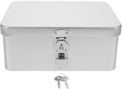 TOPPERFUN Boîte de Rangement Verrouillable en Fer-Blanc Rétro Coffret à Bijoux Moyen Format avec Serrure et Clé Organisateur Portable pour Documents Accessoires et Bureau Style Vintage