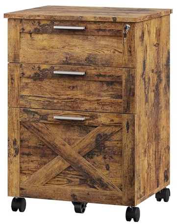 Aptliton Mobile File Cabinet — Lockable 3‑Drawer Rolling Filing Cabinet on 360° Castors | A4 & Letter Hanging File Drawer with Adjustable Rails| Under Desk Office Storage, 40x50x75cm