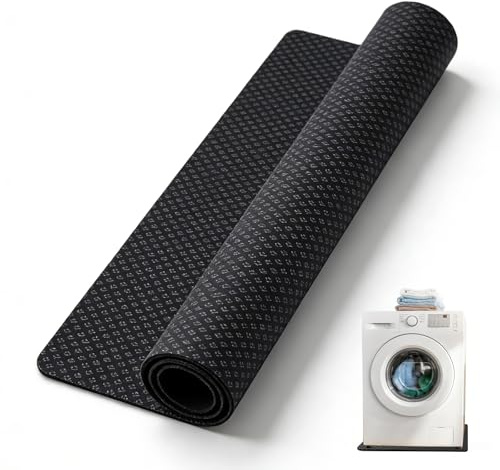 Tappetino per lavatrice, tappetino antivibrazione, 60 x 60 cm, in gomma antiscivolo, utilizzabile anche in asciugatrice e frigoriferi, colore nero, design antiscivolo su entrambi i lati