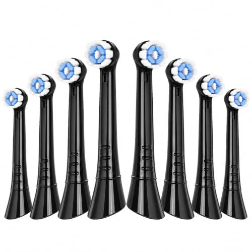 Brossettes de Rechange Compatibles avec Oral B iO, Têtes de Brosse à Dents iO Compatibles Série 2/3/4/5/6/7/8/9/10, Nettoyage Doux des Gencives, Lot de 8 Noires, 2 Cartes